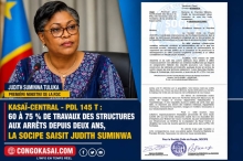 Kasai Central - PDL 145 T : des travaux a l‘arret depuis deux ans, la SOCIPE saisit la Primature !