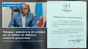Tshuapa : Le gouverneur Armand Yambe Itoko vise par une motion de defiance, Boende retient son souffle